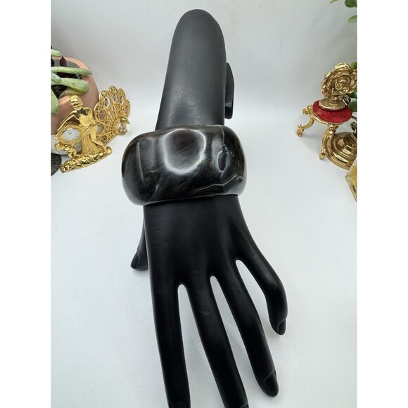 Bracelet Vintage Geometric Chunky Resin Acrylic Irregular Bangle Brown - Picture 2 of 9